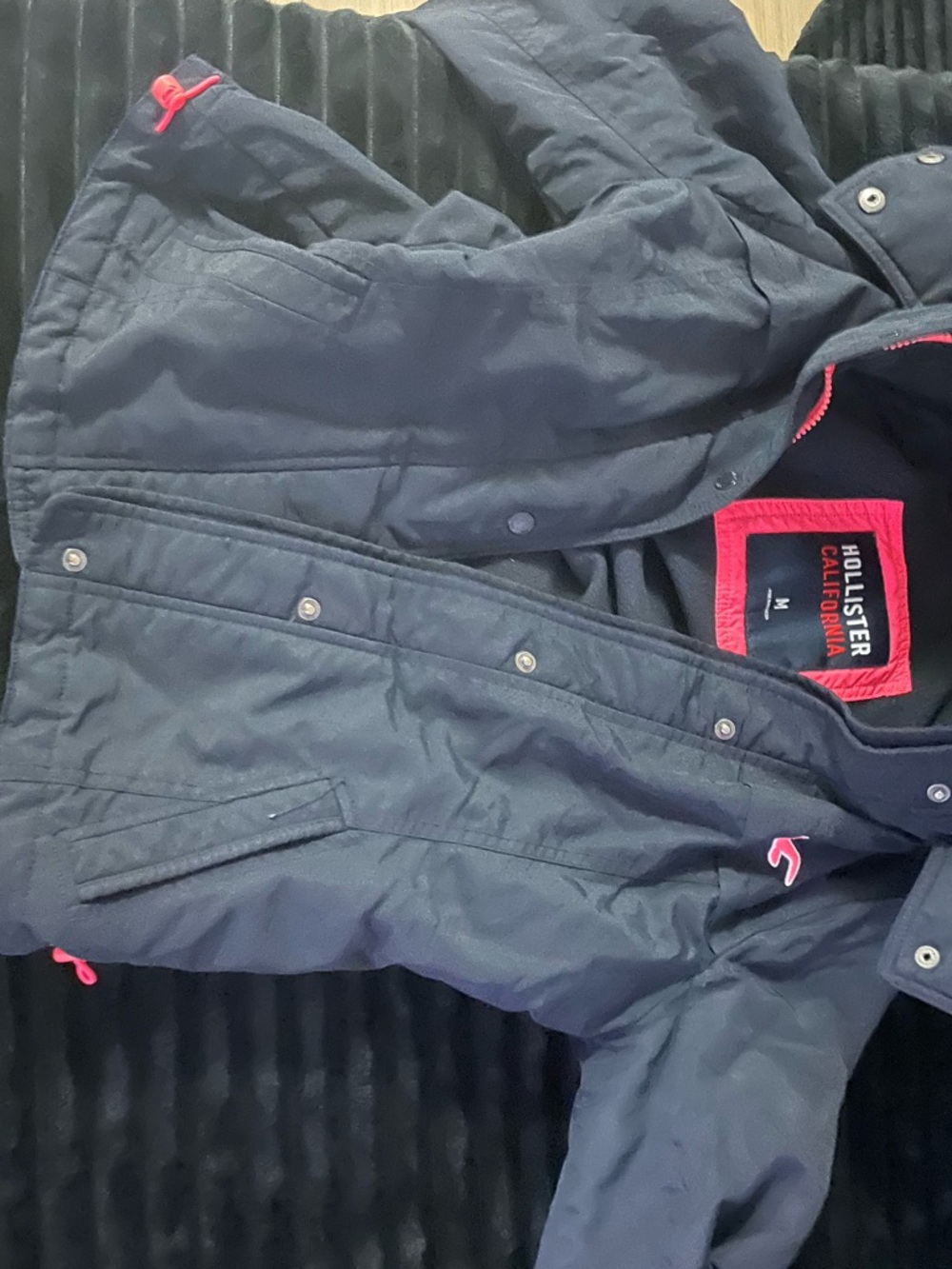 Hollister Black Jacket with Red Trim
